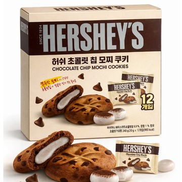HERSHEY’S 好時 巧克力麻糬餅 240g｜巧克力豆麻糬餅乾｜韓國進口 12 入分享盒