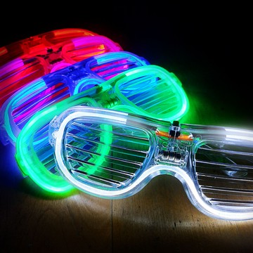 led發光百葉窗眼鏡(白紅藍綠粉)冷光眼鏡 發光眼鏡 led眼鏡 派對 夜店 蹦迪 酒吧