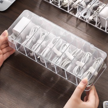 隔日到貨🔥桌面收納盒 充電線收納盒 收線器 數據線收納 充電線收納 手機線收納 分隔收納盒 收納充電線 集線器收納盒