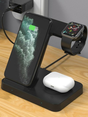 蘋果無線充電器華為通用iwatch8三合一立式支架iphone14快充底座