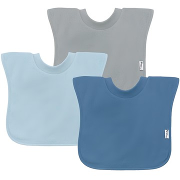 green sprouts 小綠芽 3層吸水防水純棉口水巾吃飯圍兜 藍莓氣泡 柔軟親膚 加大加寬設計  3條  1組