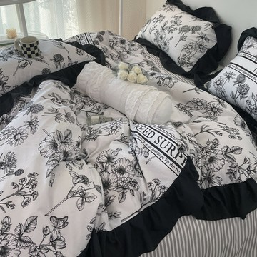 ins法式復古床單四件套夏季被套赫本風北歐被罩被單人床上用品三4