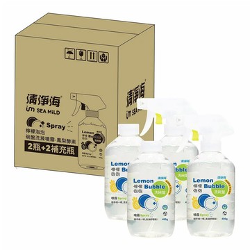 檸檬泡泡組合 碗盤洗滌噴霧-鳳梨酵素400g*4(2噴2補)