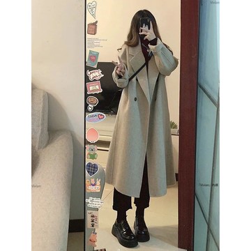 呢子大衣女秋冬季毛呢外套加厚赫本風韓系冬天長款