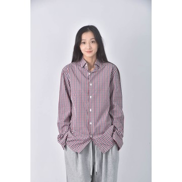 (L) agnes b格紋紅色長袖上衣二手衣