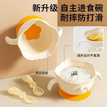 台灣發貨🔸蛋花碗✅防燙硅膠吸盤碗 寶寶學喫飯碗 嬰幼兒輔食碗 兒童餐具 嬰兒專用碗 幼兒防摔碗