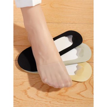 橙乙超薄款船襪女硅膠防滑面膜膚色冰絲純棉底淺口隱形襪夏不掉跟