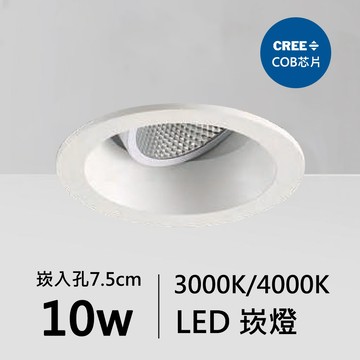 【崁入孔7.5公分】10W CREE COB崁燈｜F109-18-83344
