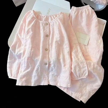 可可裡🌺粉色圓領KT貓睡衣女秋季新款卡通印花學生宿舍家居服兩件套
