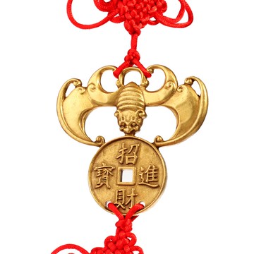 銅蝙蝠掛件福鼠吊錢五帝錢銅錢金錢客廳橫梁中式家居掛飾品