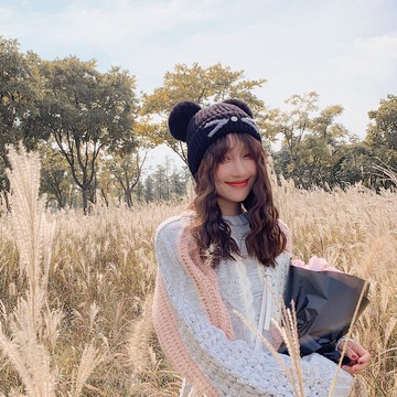 冬季加厚保暖毛線帽女毛球耳朵針織帽子秋冬韓版保暖百搭可愛球球1入