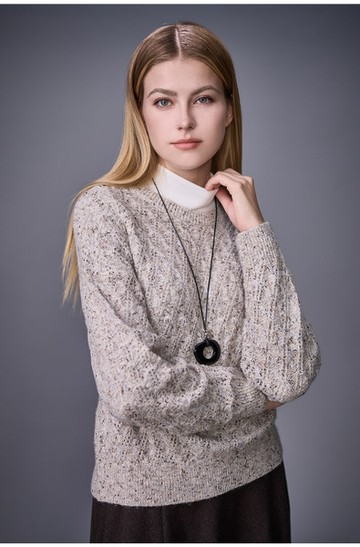 簡約感花紗粗織線衫