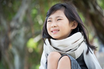 杏色 兒童圍脖 微寒冬季厚款 保加利亞純棉紡織布料 / 圍巾