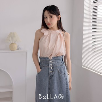 【三件$1500】BeLLA 綁結削肩上衣 氣質粉