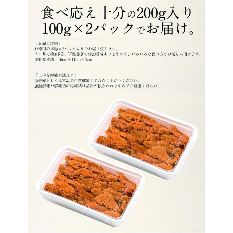 港ダイニングしおそう 雲丹 200g（100g×2パック）チリ産うに 無添加 ミョウバン不使用