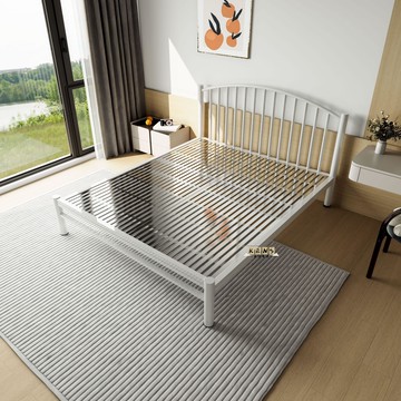 免運 附發票 單人床 雙人床 家用床 201不銹鋼床加厚加粗家用雙人床鐵藝床架彎弧床工廠現貨直銷 全館八折 售後保障 5k111 店長新品推薦