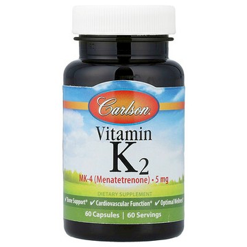 Carlson, 維生素 K2，Mk-4（四烯甲萘醌），5 毫克，60 粒膠囊