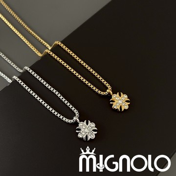 MIGNOLO💫鳶尾花項鍊｜鈦鋼項鍊 鳶尾花 水鑽 情侶項鍊 男生項鍊 女生項鍊 項鍊男 嘻哈項鍊 項鏈 鋼鍊