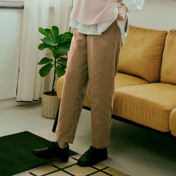 OB嚴選 毛呢千鳥格打摺修身西裝褲 《BA7407》日系/大尺碼/現貨/女裝