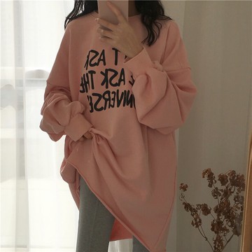 中長款套頭衛衣女春秋薄款韓版2019新款慵懶風學生寬松休閑上衣潮