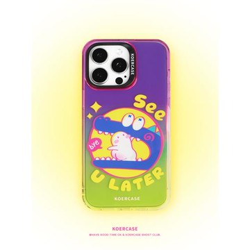 KOERCASE 屁屁小幽靈快被鱷魚吃掉手機殼鐳射涂鴉情侶少女卡通插畫原創意小眾適用蘋果13iPhone15ProMax14Pro