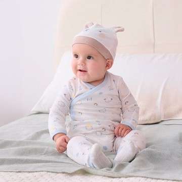 天空熊滿版長袖開襟包屁衣