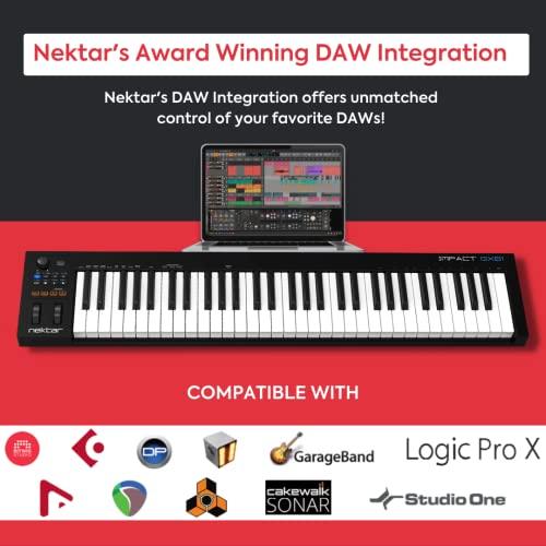 Nektar Technology IMPACT GX61 DAW連携MIDIキーボードコントローラー トランスポートボタン MIDIコントロール機能搭載