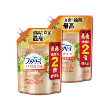 (2袋超值組)日本Febreze風倍清-高消臭力3D浸透織品除臭噴霧補充包640ml/袋-橘香(橘邊)(衣物鞋靴除臭去味,寢具床墊地毯沙發窗簾適用)