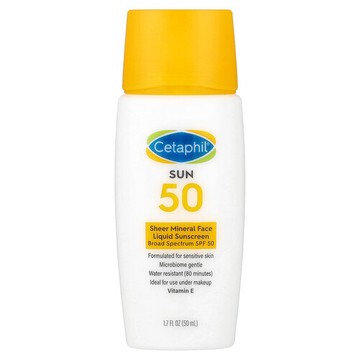 Cetaphil, 全粹礦物質面部抗曬液，SPF 50，1.7 液量盎司（50 毫升）