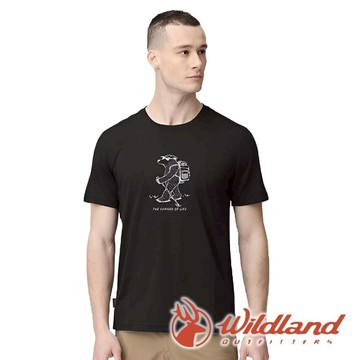【wildland 荒野】男Wildland山野徒步機能T『皇室黑』0B21606 戶外 露營 登山 健行 休閒 時尚 吸濕排汗 透氣 短袖 上衣 T恤