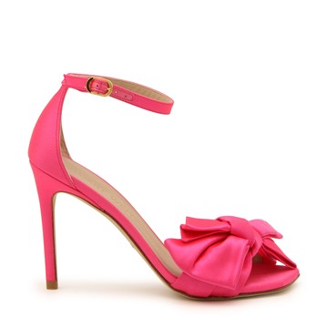 Stuart Weitzman - Hot Pink Satin Loveknot Sandals