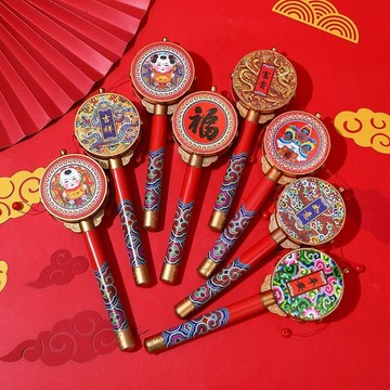 🥇臺灣熱賣🥇撥浪鼓嬰兒中國風可啃咬手搖撥浪鼓寶寶傳統老式新生兒搖鈴玩具