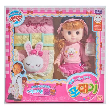 28厘米搪膠洋娃娃玩具眨眼魔術奶瓶背帶辮子娃娃女孩玩具