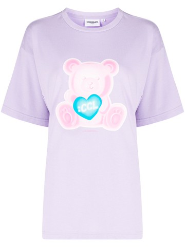 CHOCOOLATE - bear-print cotton T-shirt - women - Cotton - S - Purple