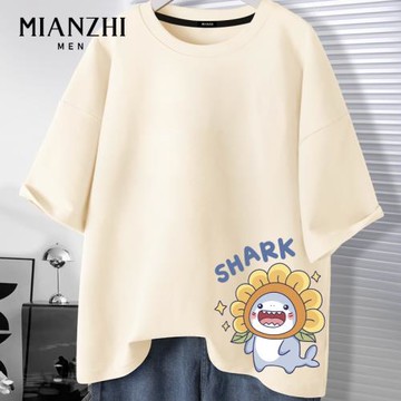 棉致卡皮巴拉純棉短袖t恤男款夏季潮牌設計感青少年寬松大碼上衣