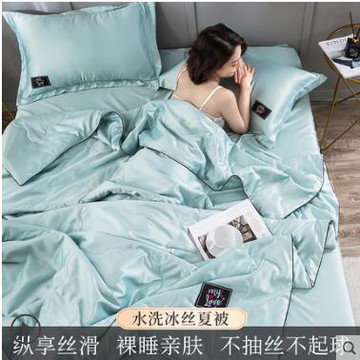 冰絲空調被夏涼被四件套薄款夏季可水洗大豆抗菌天絲雙人夏天被子【林之舍】