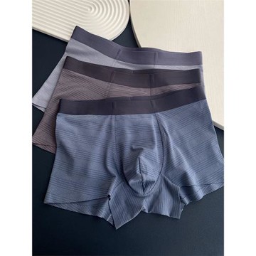 四季莫代爾棉男士平角褲色織條紋3A抗菌襠透氣U凸短褲