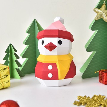 3D紙模型-DIY動手做-節日系列-小雪人-聖誕節 擺飾