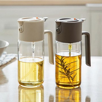 按壓式噴倒兩用油瓶/玻璃油壺-550ml-多色可選 灰