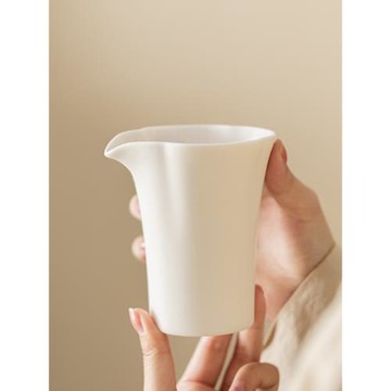 瓷鄰羊脂玉素燒公道杯豬油白瓷手抓功夫茶海分茶器功夫茶具分茶杯