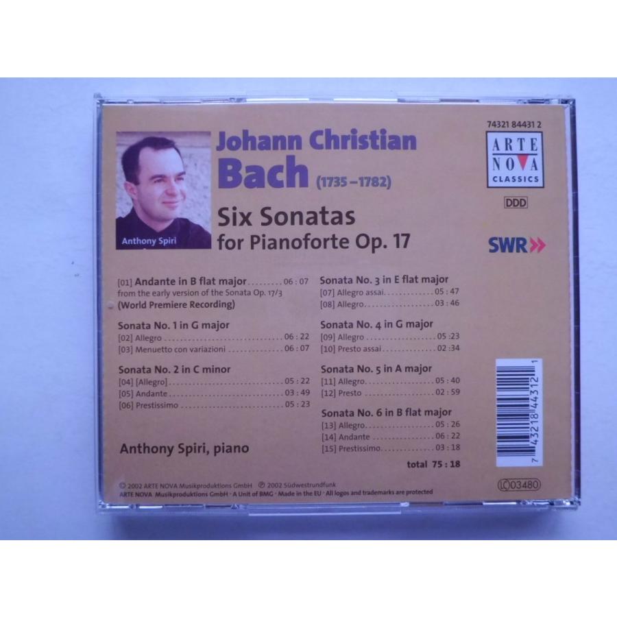 J. C. Bach   Six Sonatas for Pianoforte  Op.17   Anthony Spiri    CD