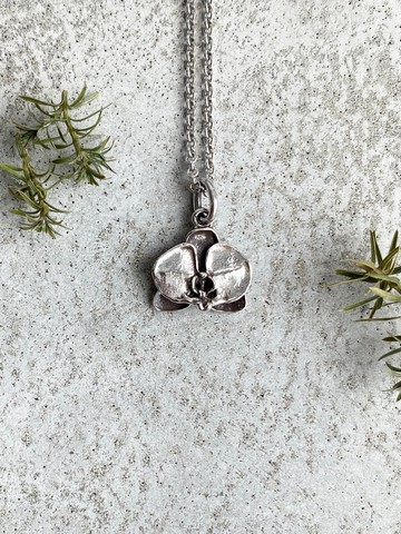 925純銀蝴蝶蘭項鍊 / 花 / 植物 / 復古 / 防過敏 / 含鍊