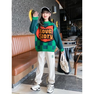 女童套裝2025新款洋氣冬季針織毛衣中大兒童衣服女孩兩件套秋冬裝