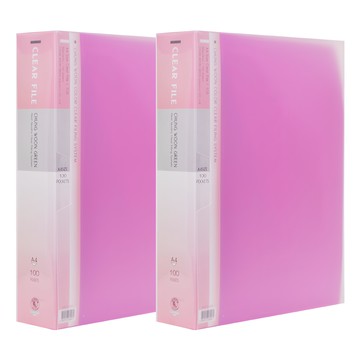 ECO Chungwoon PP材質透明文件夾 A4 100頁  粉色  2本