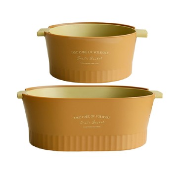 KUIBAO 快豹生活 北歐簡約瀝水藍套組  粟棕  1組  小號18.5 x 21 x 24.5 x 10cm / 大號28 x 22 x 34.5 x 12.5cm