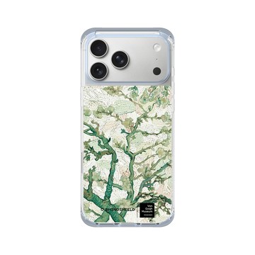 iPhone 17 Pro Max ClearX 冰透藍 - Van Gogh Museum - 盛開的杏花與粉彩背景