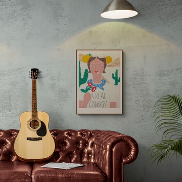 藝術掛畫｜Beryl Wu｜a real cowboy - 黑色鋁框-50x70