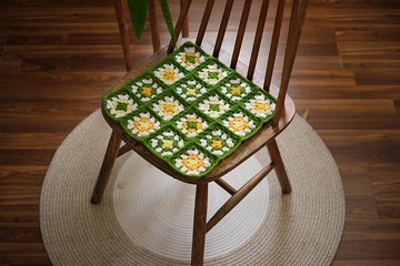 花色拼格墊子/坐墊/茶几墊/入伙/送禮/編織