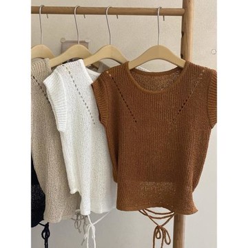 冰絲針織衫女短袖薄款2024新款夏季洋氣減齡夏天罩衫短款鏤空上衣