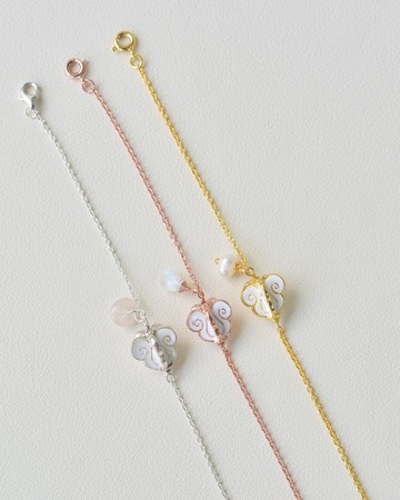 泰國Dok Rak皇冠花琺瑯手鍊 925純銀/玫瑰金/18K金 粉晶/月光石